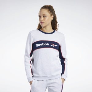 Reebok Classic Linear Fleece Crew Sweatshirt Damen - HellGrau - DE 537-ZQG